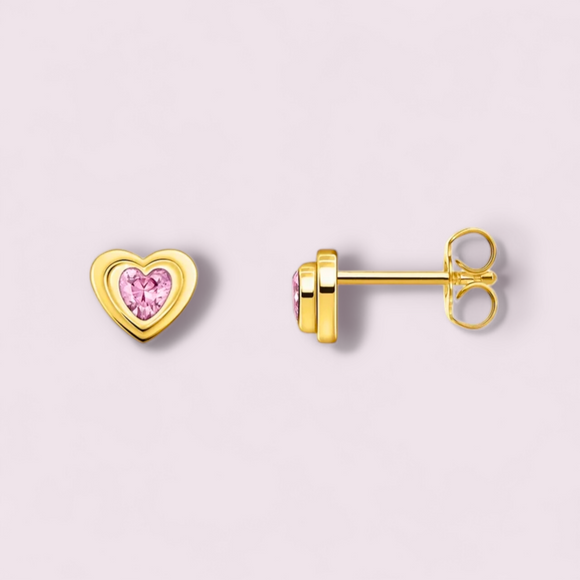 18K Gold-Plated Heart Stud Earrings -HappySoulbyCrown