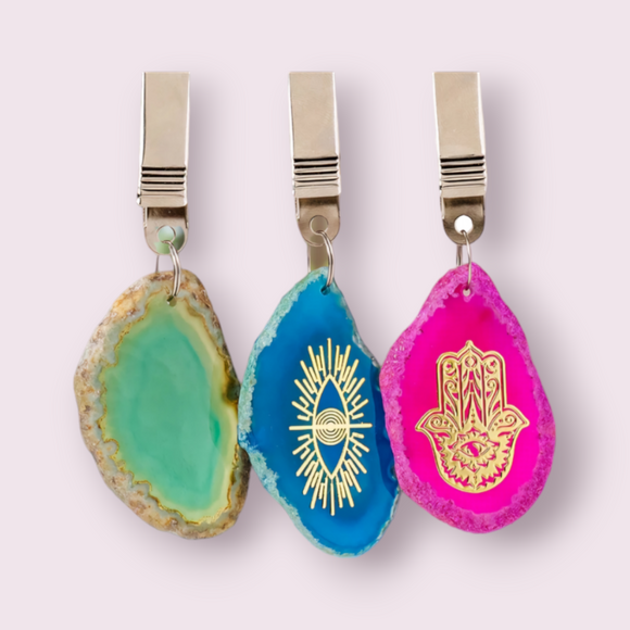 1PC Natural Crystal Agate Clip Gemstone  Decoration-HappySoulByCrown