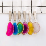 1PC Natural Crystal Agate Clip Gemstone  Decorations