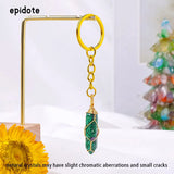 1PC Natural Crystal Hexagonal Keychain 