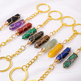 1PC Natural Crystal Hexagonal Keychain 