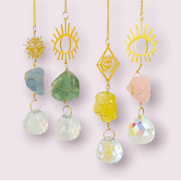 1PC Natural Raw Crystal Stone Eye & Chakra Decoration-HappySoulByCrown