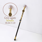 1PC Natural Crystal Stone Zodiac Wand 