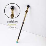 1PC Natural Crystal Stone Zodiac Wand 