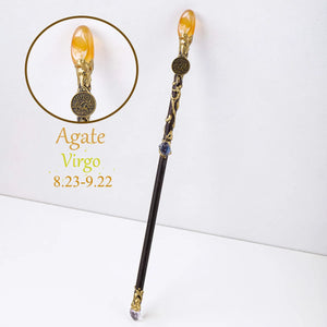 1PC Natural Crystal Stone Zodiac Wand