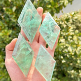 1PC Natural Green Fluorite Rhombus Ornament with Stand