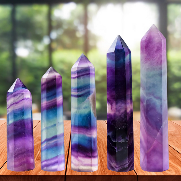 Natural Stone Crystal Colourful Fluorite Single Point 
