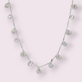 Colourful Cubic Zirconia Shell Chain Necklace