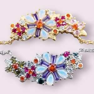 Colourful Flower Necklace 925 Sterling Silver