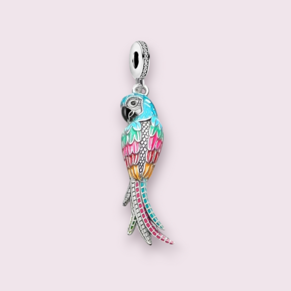 Colourful Parrot Pendant 925 Sterling Silver Charm