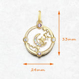  Crescent Moon Stars and Clouds Pendant Gold Plated 925