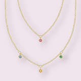 Double Chain Necklace 925 Silver Gold-Plated Cubic Zirconia