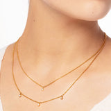 Double Chain Necklace 925 Silver Gold-Plated Cubic Zirconia