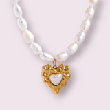 Elegant Natural Freshwater Pearl Heart Necklace