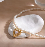 Elegant Natural Freshwater Pearl Heart Necklace