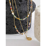 Natural Stone Layered Chain Necklace