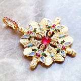 Gold Amulet Kaleidoscope Butterfly Pendant