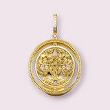 Gold Plated Colourful Tree Pendant 925 Sterling Silver