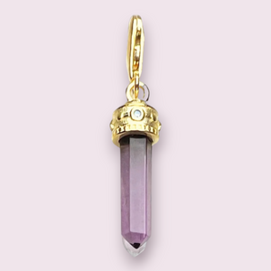 Hexagon Amethyst Golden Charm Pendant