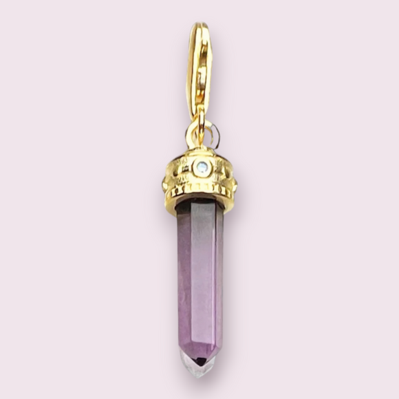 Hexagon Amethyst Golden Charm Pendant