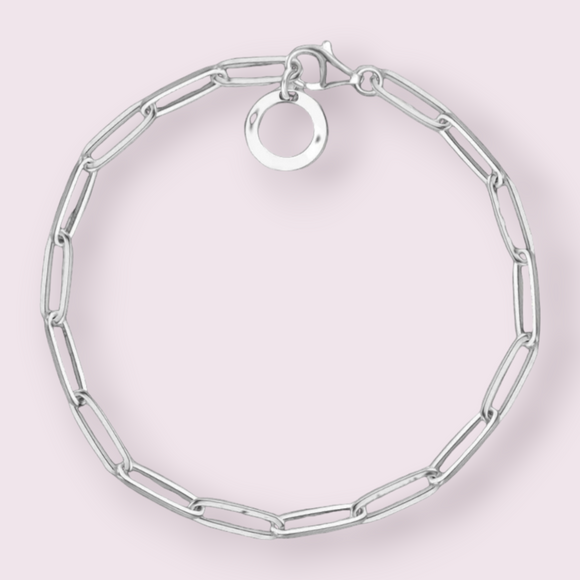 Link Chain Charm Bracelet 925 Sterling Silver