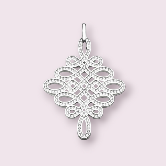 Love Knot Pendant 925 Sterling Silver Zirconia