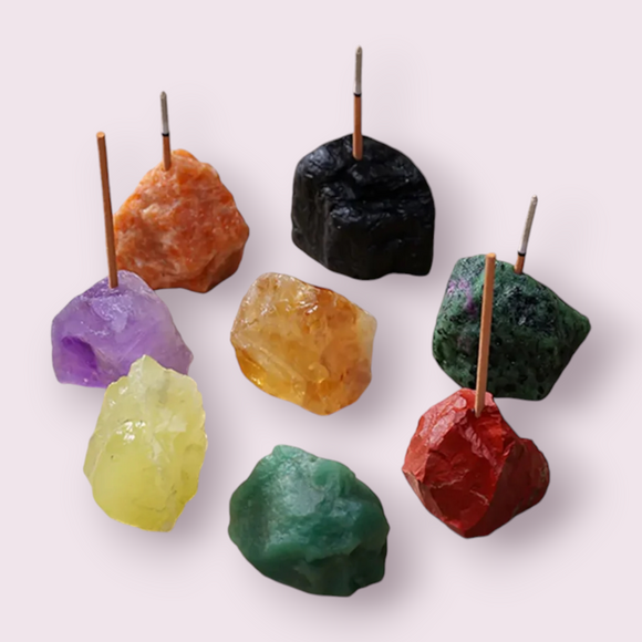 Amethyst & Rose Quartz Crystal Incense Holder Gift-HappySoulByCrown
