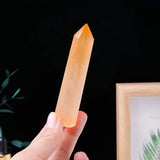 1PC Natural Crystal Orange Selenite Single Pointed Hexagonal 