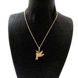 Necklace Colourful Hummingbird 925 Gold Plated