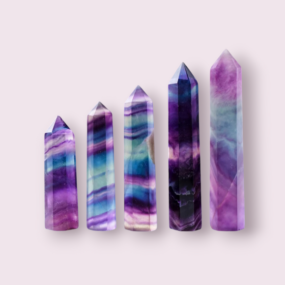 Natural Stone Crystal Colourful Fluorite Single Point