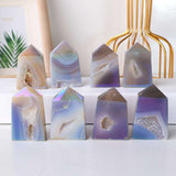 Natural Rainbow Electroplating Agate Crystal Tower