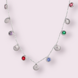 Colourful Cubic Zirconia Shell Chain Necklace