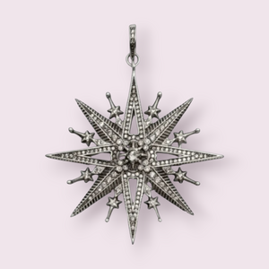 Silver Crystal Cubic Zirconia Star Royalty Pendant