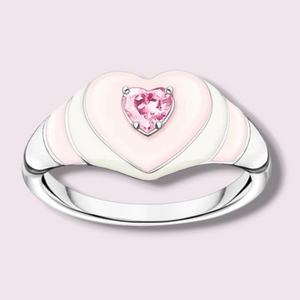 925 Sterling Silver Heart Ring with Pink Cubic Zirconia Stone- HappySoulbyCrown