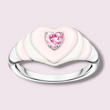 925 Sterling Silver Heart Ring with Pink Cubic Zirconia Stone- HappySoulbyCrown