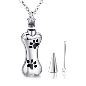 Stainless Steel Pet Dog Paw Print Memorial Ashes