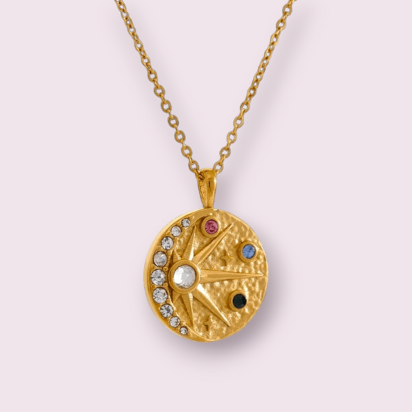 Star Moon Golden Pendant Necklace