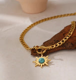 Sun Flower Pendant Necklace Golden 18K Plated Chain