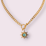 Sun Flower Pendant Necklace Golden 18K Plated Chain