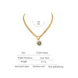 Sun Flower Pendant Necklace Golden 18K Plated Chain