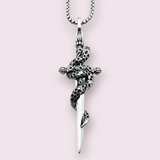 Sword Pendant Link Chain Necklace 925 Sterling Silver Gold