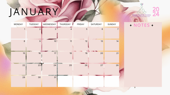 2024 Wellbeing Calendar Digital Download