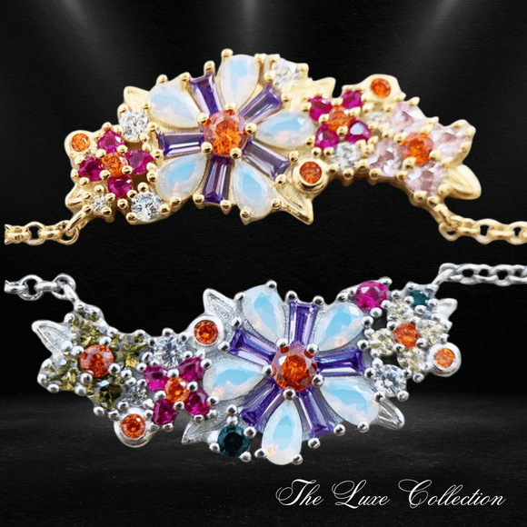 Colourful Flower Necklace 925 Sterling Silver 