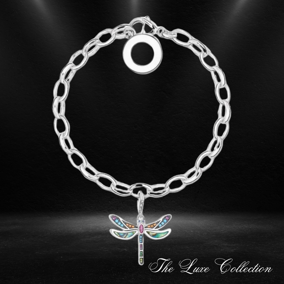 Dragonfly Charm Bracelet 925 Sterling Silver 