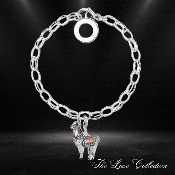 Alpaca Llama Charm Bracelet 925 Sterling Silver 