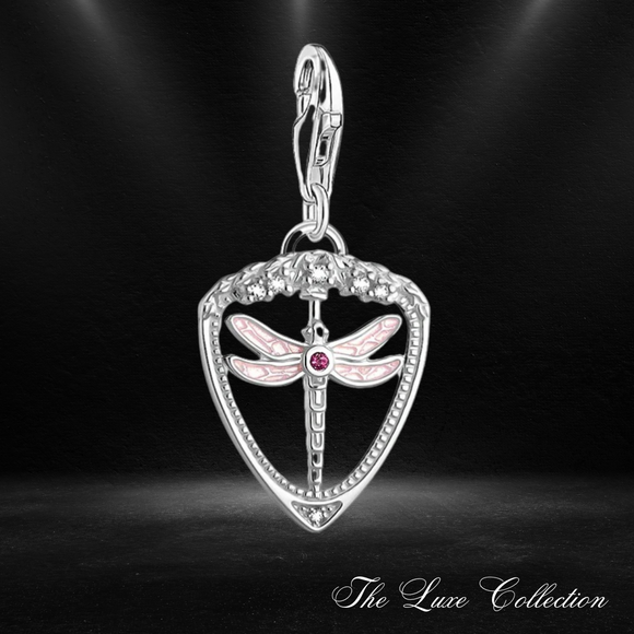 Pink Dragonfly Charm Pendant 925 Sterling Silver 