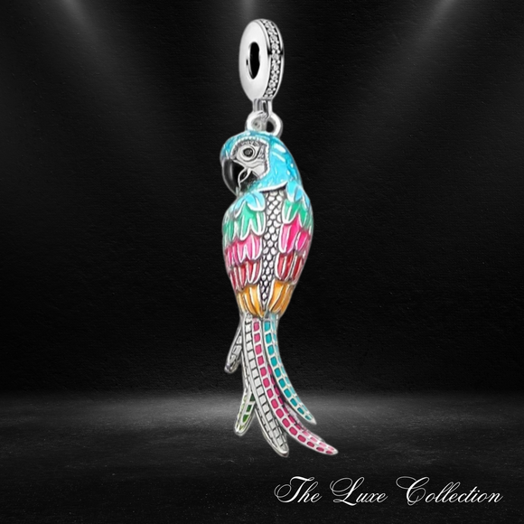 Colourful Parrot Pendant 925 Sterling Silver Charm