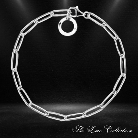 Link Chain Charm Bracelet 925 Sterling Silver 